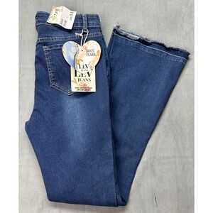 LEV Jeans Casual Boot Cut Flare Mid Rise Dark Wash Blue Juniors 11 29 x 31 NEW